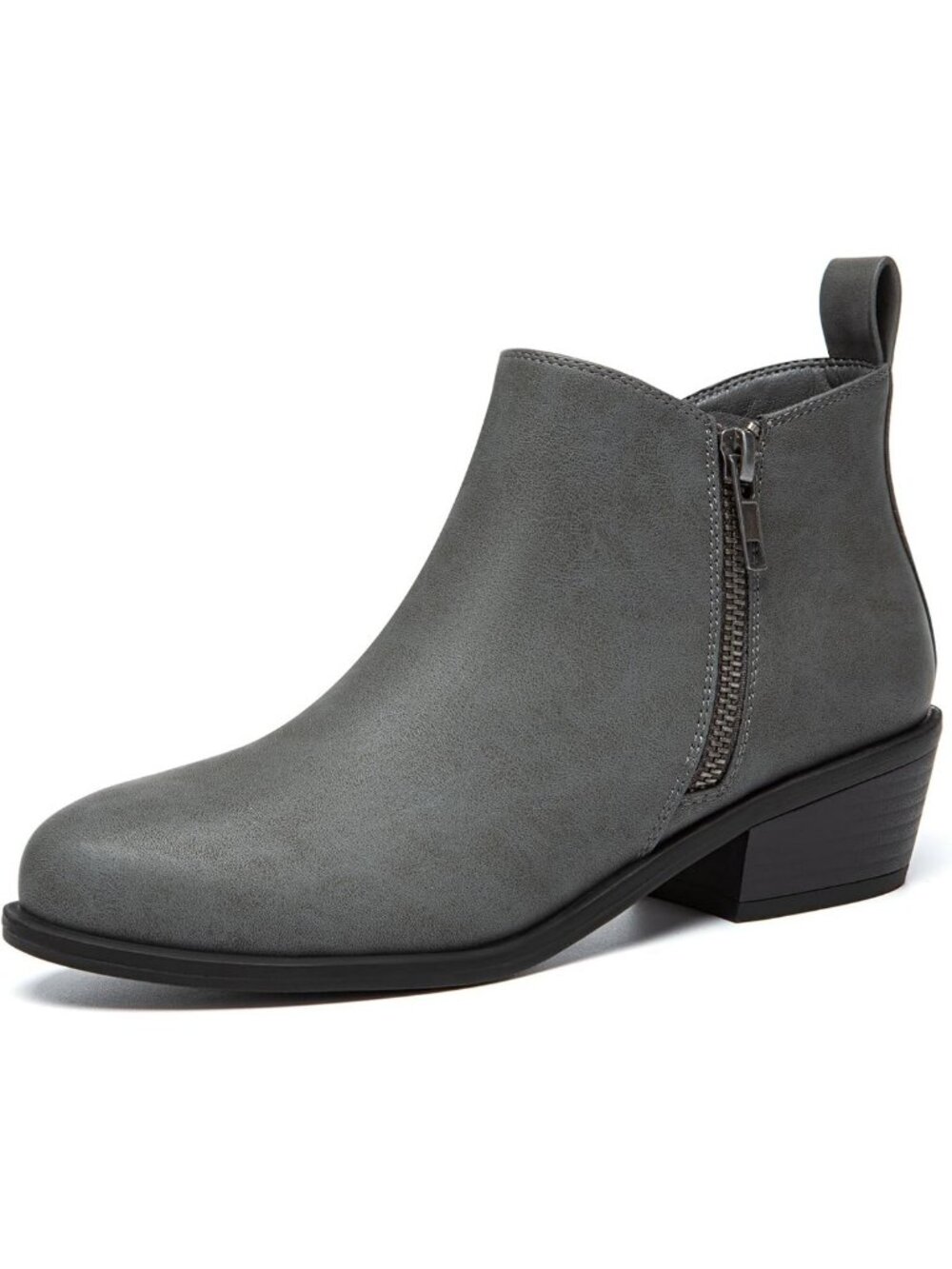 Stylish Chunky Low Heel Ankle Boots with Side Zipper for Women - Trendy Footwear